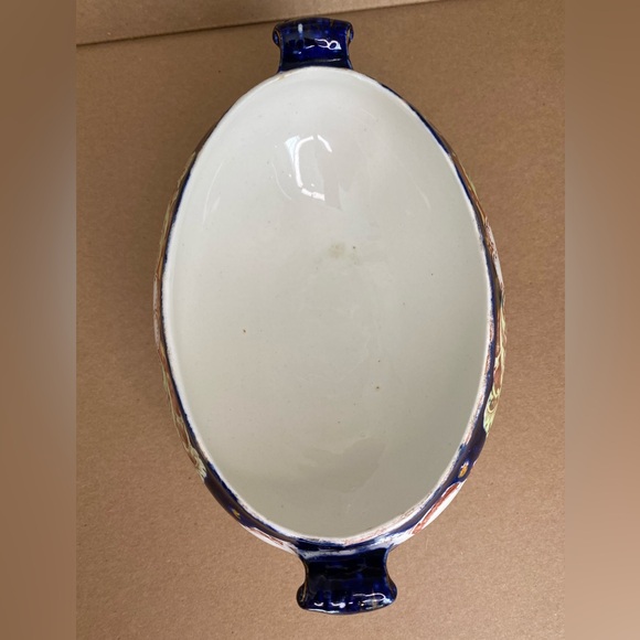 Vtg Bishop & Stonier Repton 2 Handled Dish Imperial Porcelain Cobalt Flowers - Picture 5 of 10
